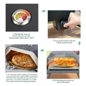 Gas Pizza Oven with 16" Pizza Stone - Caprihom Outdoor Portable Pizza Ovens for Outside Kitchen Pizza Maker Oven Stainless Steel Pizza Oven Countertop