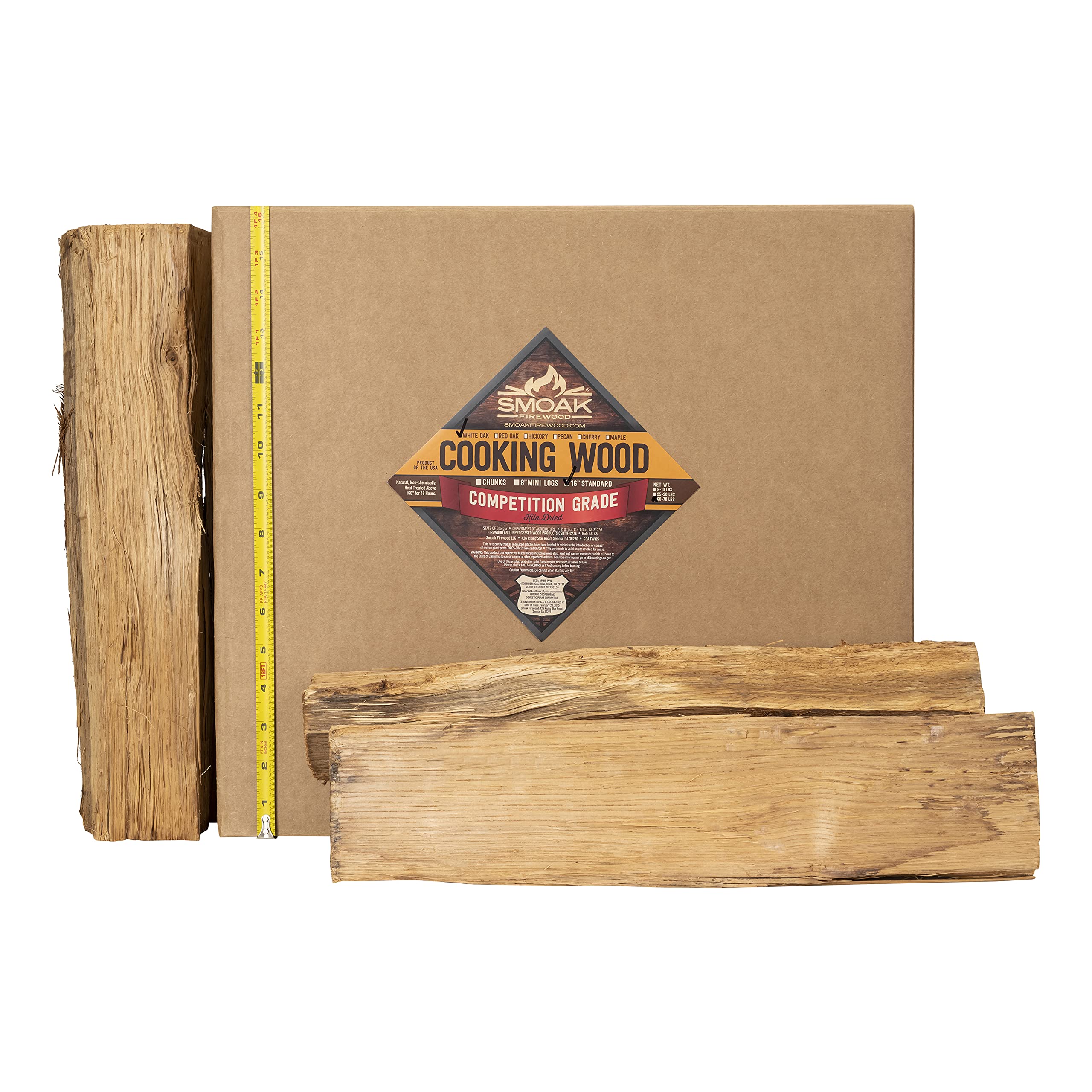 Smoak Firewood 16inch Length Premium Cooking Wood & Firewood Logs – Used for Grills, Smokers, Pizza ovens, stoves, firepits or fireplaces – USDA Certified Kiln Dried (Cherry – 60-70lbs 16inch Wood)