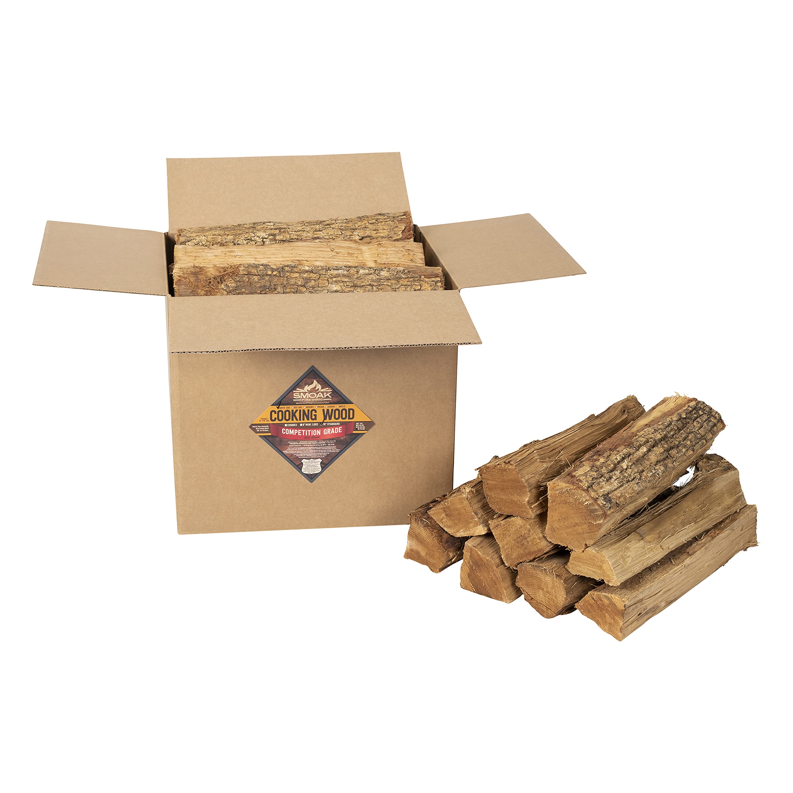 Smoak Firewood 16inch Length Premium Cooking Wood & Firewood Logs – Used for Grills, Smokers, Pizza ovens, stoves, firepits or fireplaces – USDA Certified Kiln Dried (Cherry – 60-70lbs 16inch Wood)