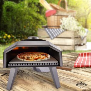 Hike Crew 12” Outdoor Propane Pizza Oven | Compact, Portable Personal Pizza Maker for Camping Kitchen with Flame Control Knob, Pizza Stone, Cutter, Peel, Thermometer, Gas Regulator, Hose & Carry Bag