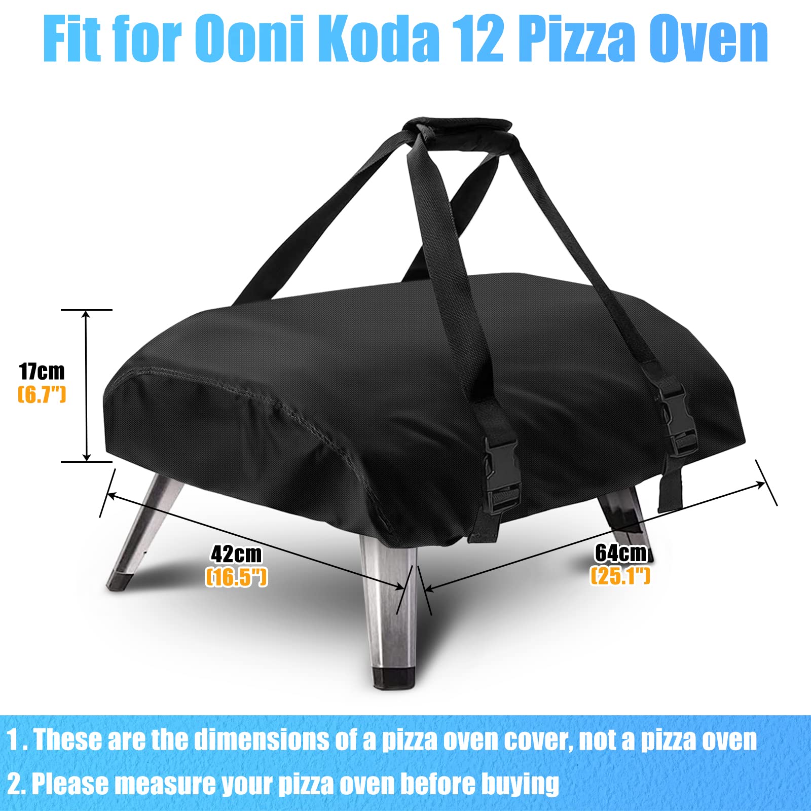 Carry Cover for Ooni Koda 12 Gas Pizza Oven, Kovshuiwe Outdoor Pizza Oven, Waterproof 600D Oxford Fabric, Pizza Oven Cover Accessories (25.2"x16.5"x6.7")