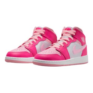 Nike Air Jordan 1 Mid GS Youth White/Medium Pink - Size 7Y