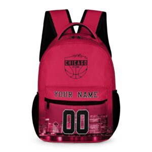 Tuuiixo Custom Basketball City Night Skyline Backpack High Capacity Fans Personalized Bag Name & Number Gift for Men Women