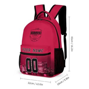 Tuuiixo Custom Basketball City Night Skyline Backpack High Capacity Fans Personalized Bag Name & Number Gift for Men Women