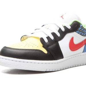 Nike Youth Air Jordan 1 Low GS White Mesh/Multicolor, Black/Lt Fusion Red/White, 7Y