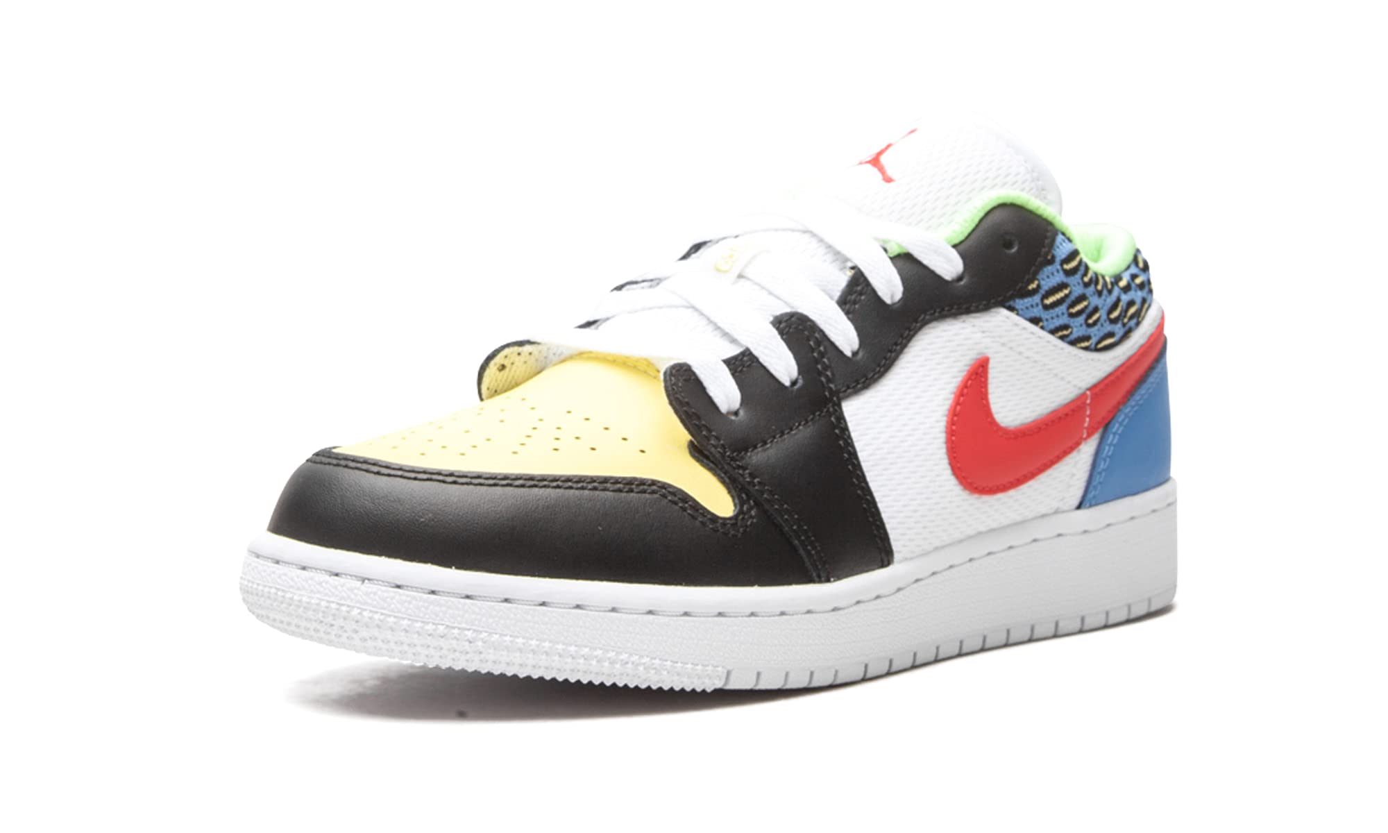 Nike Youth Air Jordan 1 Low GS White Mesh/Multicolor, Black/Lt Fusion Red/White, 7Y