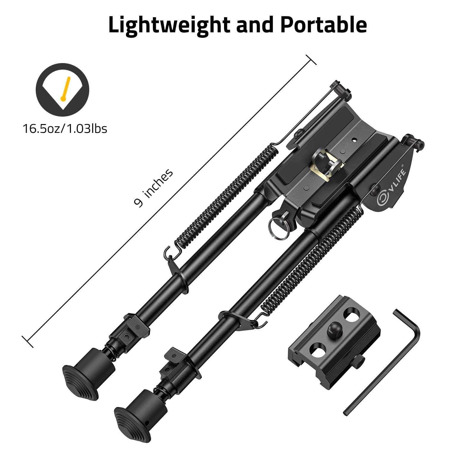 CVLIFE Picatinny Bipod, 9-13 Inches Rifle Bipod, Bipod for Rifle with Solid Sling Adapter Base