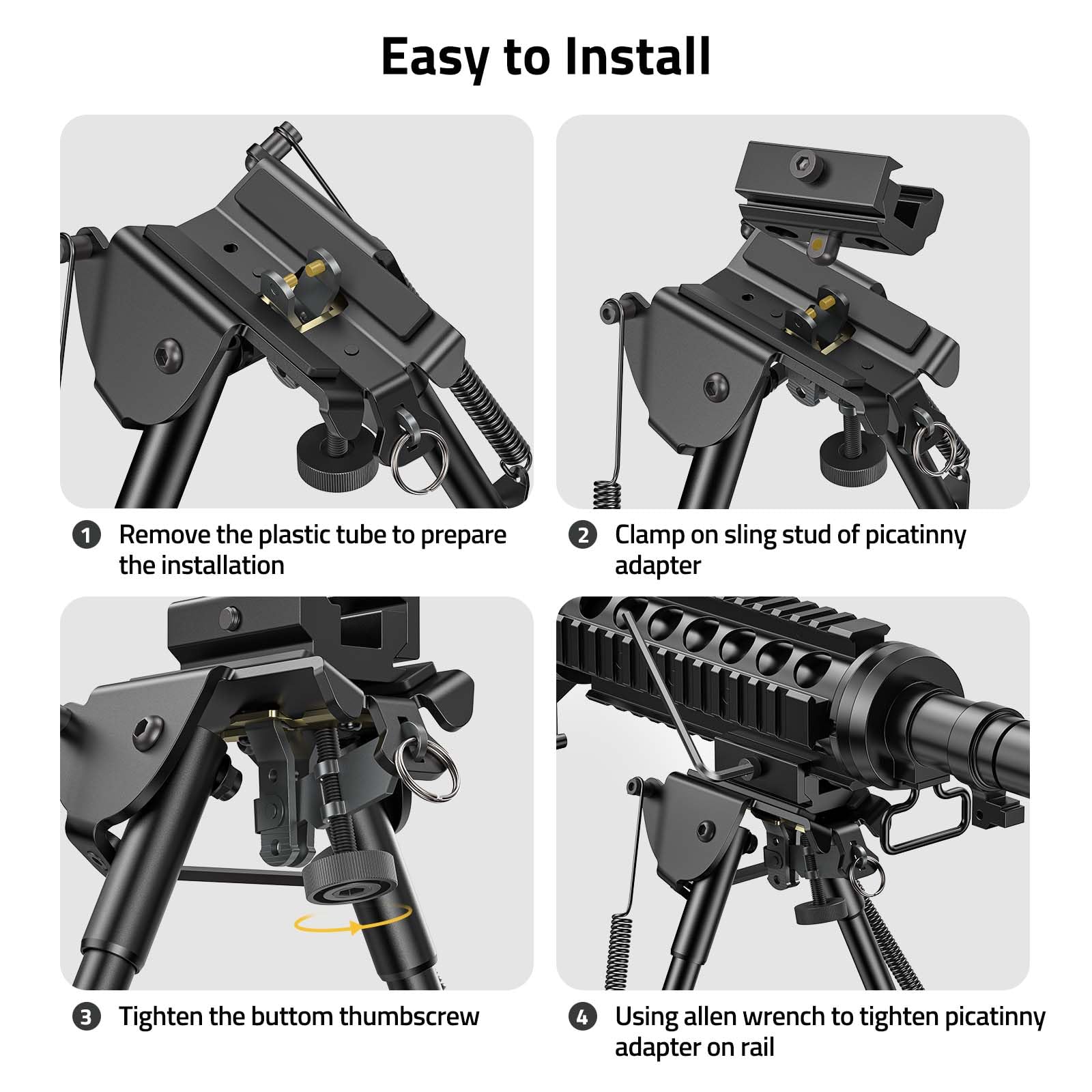 CVLIFE Picatinny Bipod, 9-13 Inches Rifle Bipod, Bipod for Rifle with Solid Sling Adapter Base