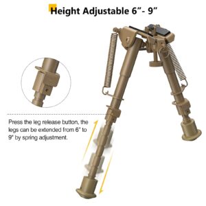 CVLIFE 6-9 Inch Bipod for Rifle Compatible with Mlok Sling Stud Bipod with Adapter for Hunting Rifle Bipod for M-Rails