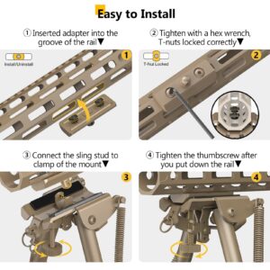 CVLIFE 6-9 Inch Bipod for Rifle Compatible with Mlok Sling Stud Bipod with Adapter for Hunting Rifle Bipod for M-Rails