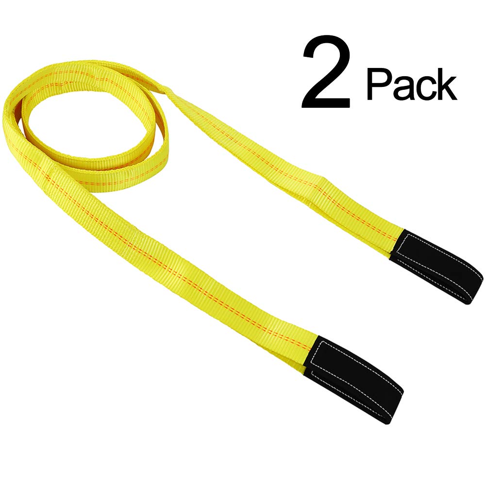 Trekassy 2 Pack 10' x 2" Lifting Sling Straps, 10ft Lifting Straps with 10,000lbs Max Vertical Break Strength Capacity, Heavy Duty Nylon Tree Saver Recovery Strap Web