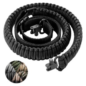 cvlife rifle sling strap 550 paracord sling 2 point sling with tri-lock swivel rifle paracord strap for hunting and outdoor black