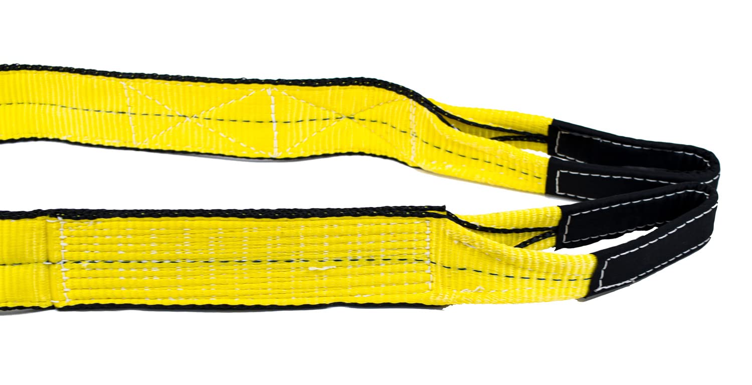 Mytee Products 2 Pack 2" x12' Web Lifting Sling - 6400 LBS WLL Vertical Lift Straps Twisted Eyelets 2-Ply - Choker (5000# WLL) & Basket (12,800# WLL)