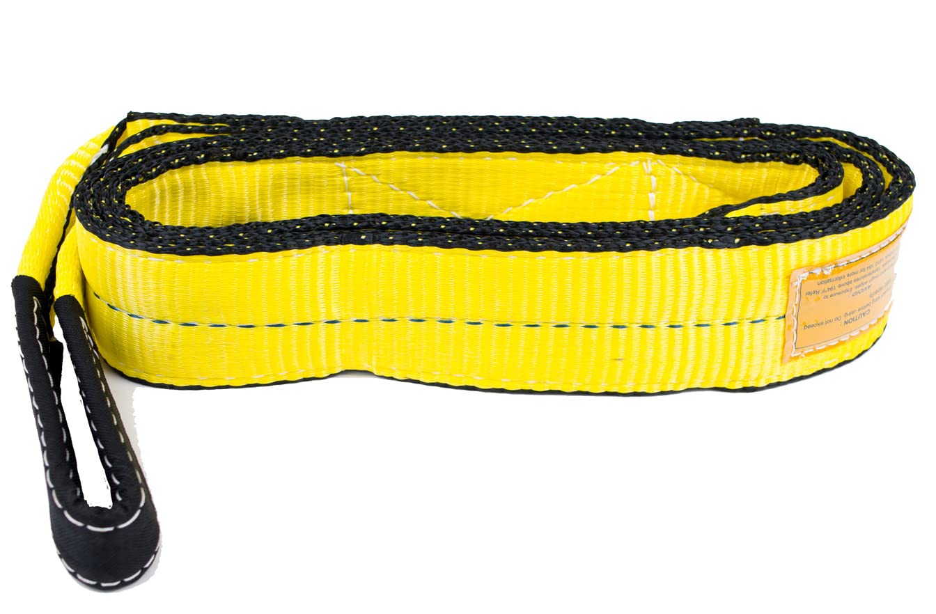 Mytee Products 2 Pack 2" x12' Web Lifting Sling - 6400 LBS WLL Vertical Lift Straps Twisted Eyelets 2-Ply - Choker (5000# WLL) & Basket (12,800# WLL)