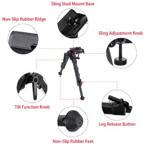 Zeadio Pivot Tiltable Bipod with Sling Mount and Adapter for Picatinny Weaver Rail, 7 to 10 Inches (F19S)