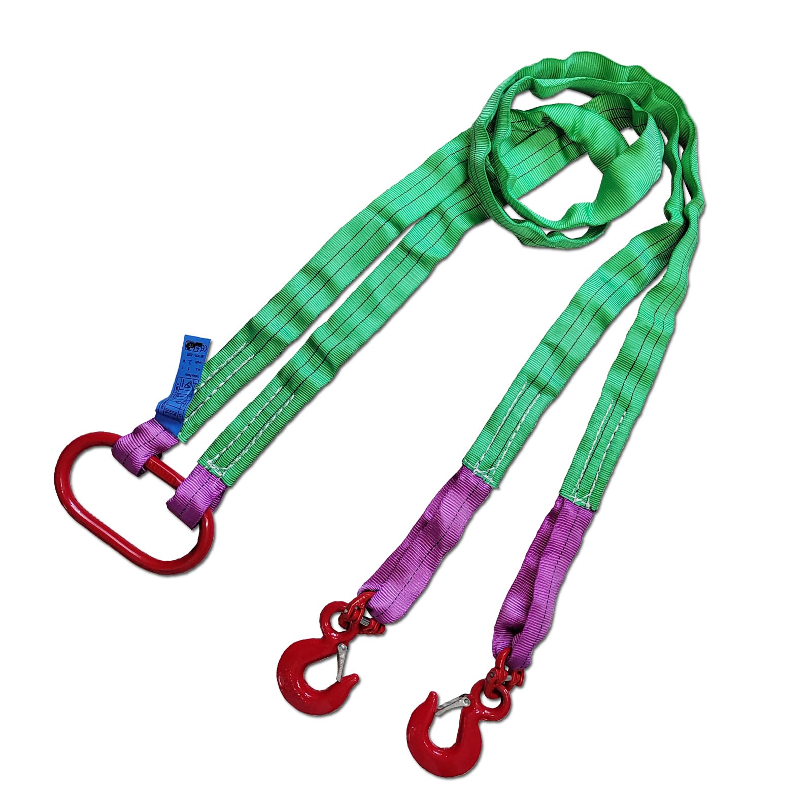 Two Leg Bridle Web Sling 6.5ft 4410lb Web Slings Belt Type with hook2.0 m 2000 kg Lightweight and Flexible Capacity Steel Sling[2leg 2.0 t]