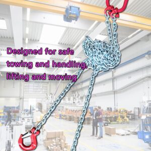 Chain Sling 1/4Inch X 5 Ft 4410lb Double Leg with Sling Hooks and Adjusters Grade 80Alloy Steel Engine Chain Hoist Lifts【2Leg 2Ton】