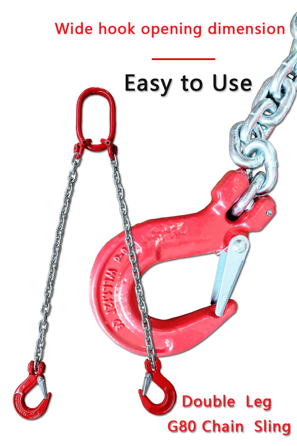 Chain Sling 1/4Inch X 5 Ft 4410lb Double Leg with Sling Hooks and Adjusters Grade 80Alloy Steel Engine Chain Hoist Lifts【2Leg 2Ton】