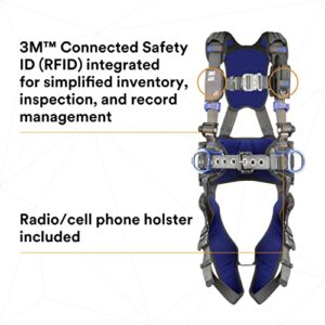 3M 1113133 DBI-SALA ExoFit X300 Comfort Construction Positioning Safety Harness, Construction Fall Protection, Aluminum Back and Hip D-Rings, Auto-Locking Quick Connect Leg and Chest Buckles, 2X