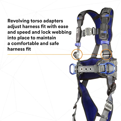 3M 1113133 DBI-SALA ExoFit X300 Comfort Construction Positioning Safety Harness, Construction Fall Protection, Aluminum Back and Hip D-Rings, Auto-Locking Quick Connect Leg and Chest Buckles, 2X