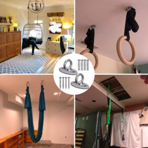 SELEWARE Ceiling Mounts Cast Stainless Steel Swing Hangers Wall Anchors Hanging Sensory Swing Yoga Swing Suspension Straps Patio Swing and more 2 Pcs