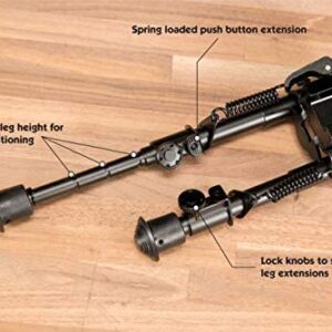 Caldwell XLA Fixed Pic Rail Bipod 6" - 9" with Collapsible Design, Non-Slip Feet and Notched Legs for Outdoor, Range, Shooting and Hunting