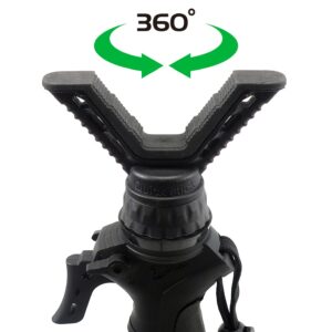 HUNTPAL 360° Rotatable V Yoke Gun Holder Rifle Rest for Shooting Stick Tripod Stand, Nylon Heavy Duty Mount Attachment with 2 Pcs 3/8" to 1/4" Screws for Shotgun Crossbow Hunting Tripod Bipod Monopod