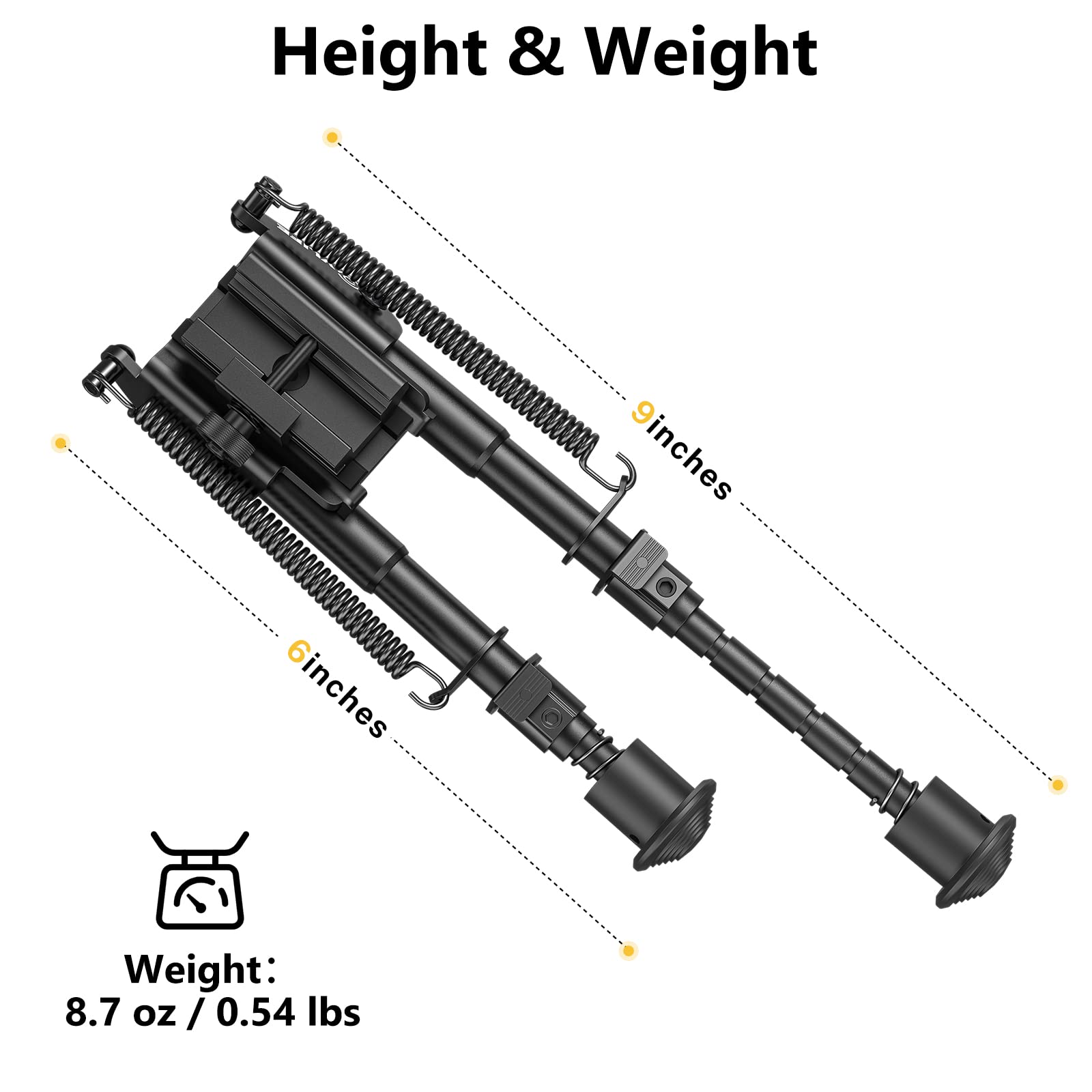 CVLIFE 6-9 Inch Picatinny Bipod with 360 Degrees Swivel Bipod Picatinny Adapter & Spring Return Rifle Bipods for Hunting