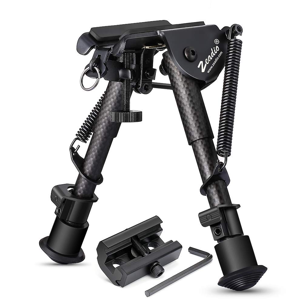 Zeadio 6-9 Inches Carbon Fiber Tactical Bipod, Spring Return Bipod with Sling Mount and 20mm Picatinny Weaver Rail Mount