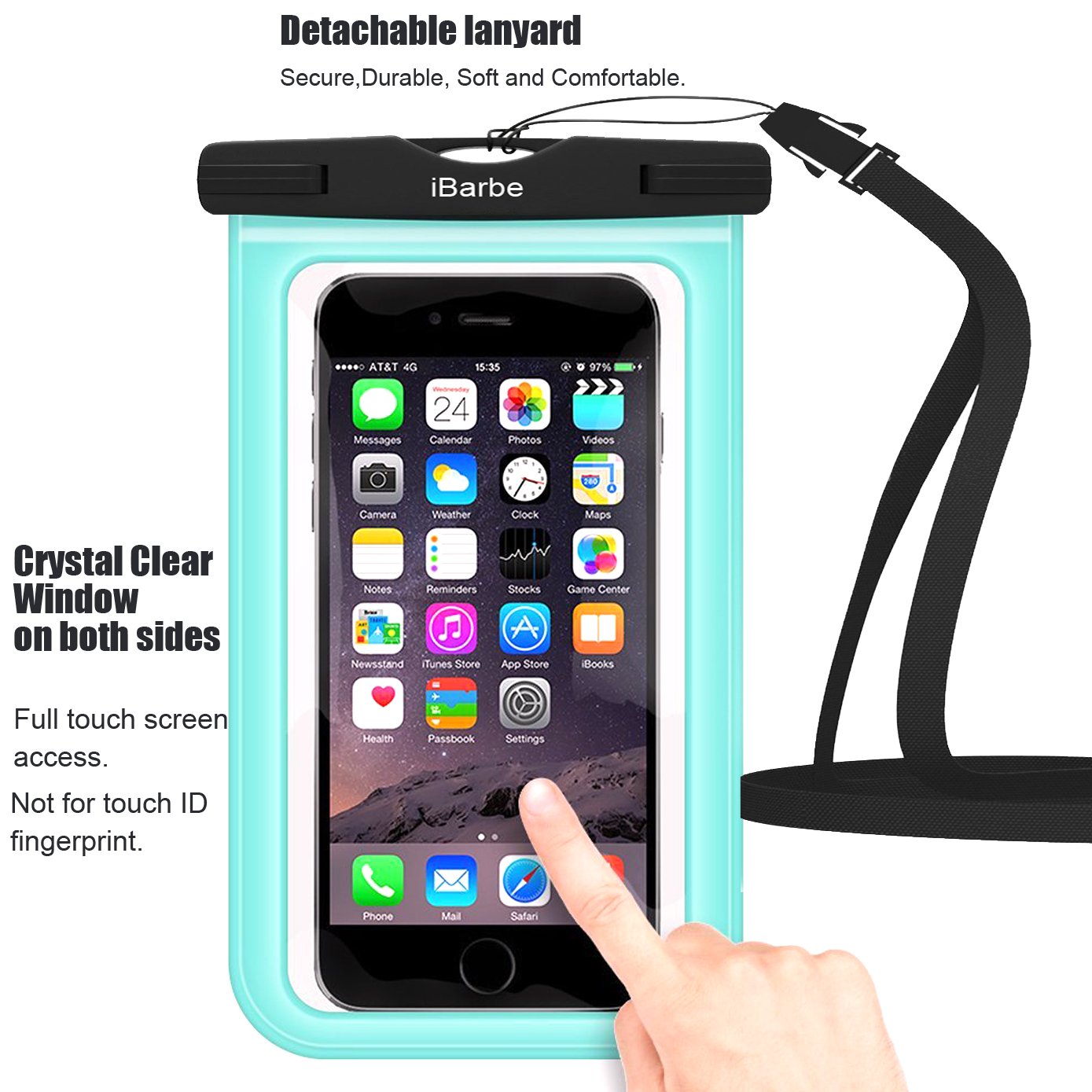 iBarbe Waterproof Case,2 Pack Universal Cell Phone Dry Bag Pouch Underwater Cover for iPhone X 8 Plus 7 7 Plus 6S 6 6S Plus SE Samsung Galaxy Note s9 s s8 LUS S7 S6 Edge etc.to 5.7 inch,Teal