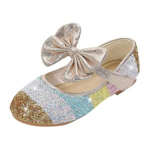 bodoao girls baby shoes sequin rhinestone bow sandals dancing shoes infant pearl bling shoes single kids (a1-gold, 2 big kids)