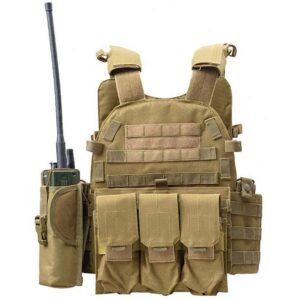 Invenko Heavy Duty Tactical Molle Airsoft Vest Outdoor Hunting Paintball Sports Outdoor Gaming Security Gurad Duty Soft Vest (tan)