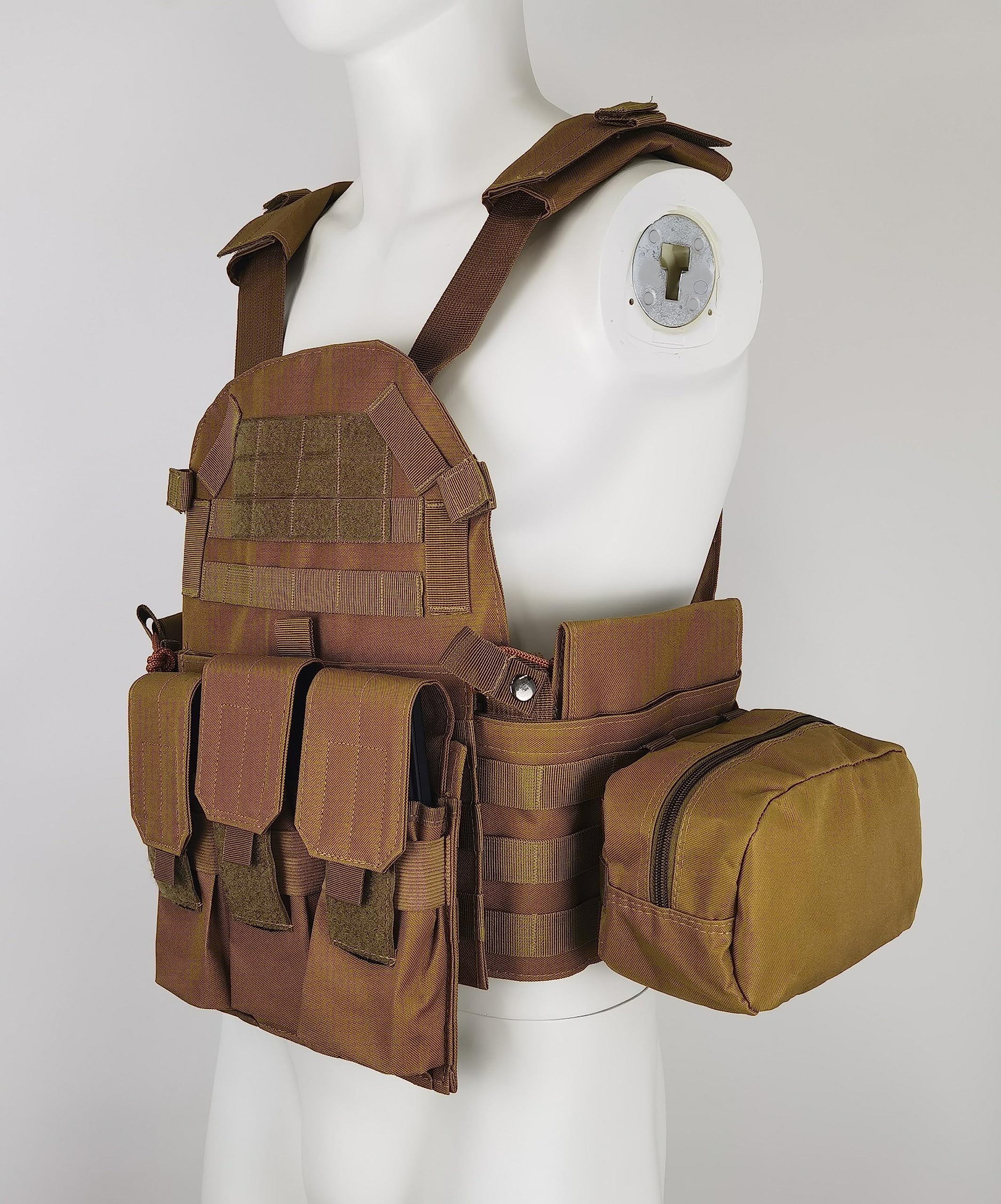 Invenko Heavy Duty Tactical Molle Airsoft Vest Outdoor Hunting Paintball Sports Outdoor Gaming Security Gurad Duty Soft Vest (tan)