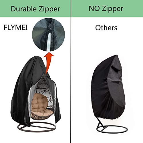 【Upgraded】Patio Egg Chair Covers with Zipper, Wicker Egg Swing Chair Covers, Waterproof Heavy Duty Weather Resisatnt Outdoor Chair Cover, Windproof Hanging Chair Cover, 75" x 45", Black, 2 Pack