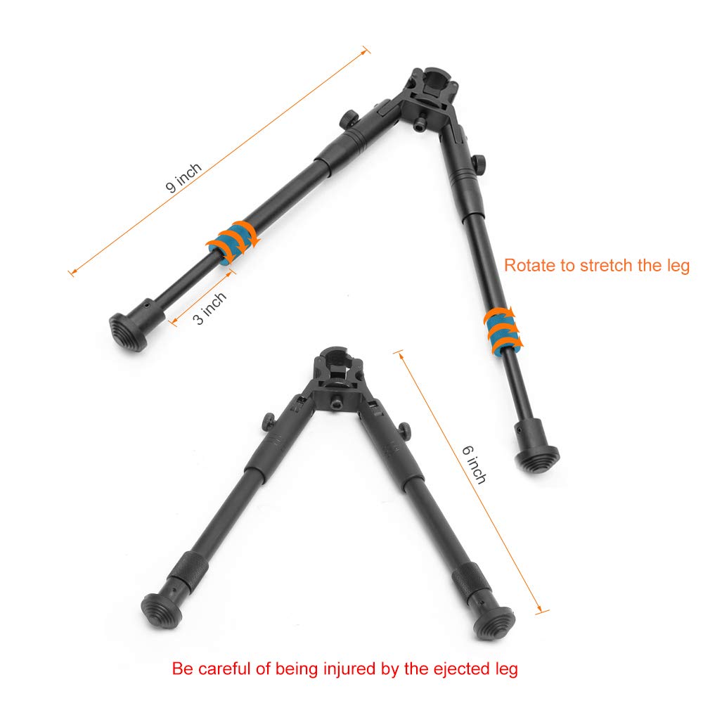 Nabila Clamp-on Bipod for Rifles/Gun Holders 6-9 inch Folding Hard Bipod Adjustable Height Rubber Feet Metal Universal Mount