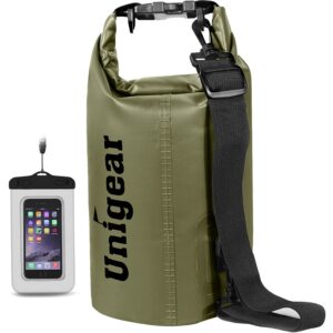 Unigear Dry Bag Waterproof, Floating and Lightweight Bags for Kayaking, Boating, Fishing, Swimming and Camping with Waterproof Phone Case (Gray, 2L)