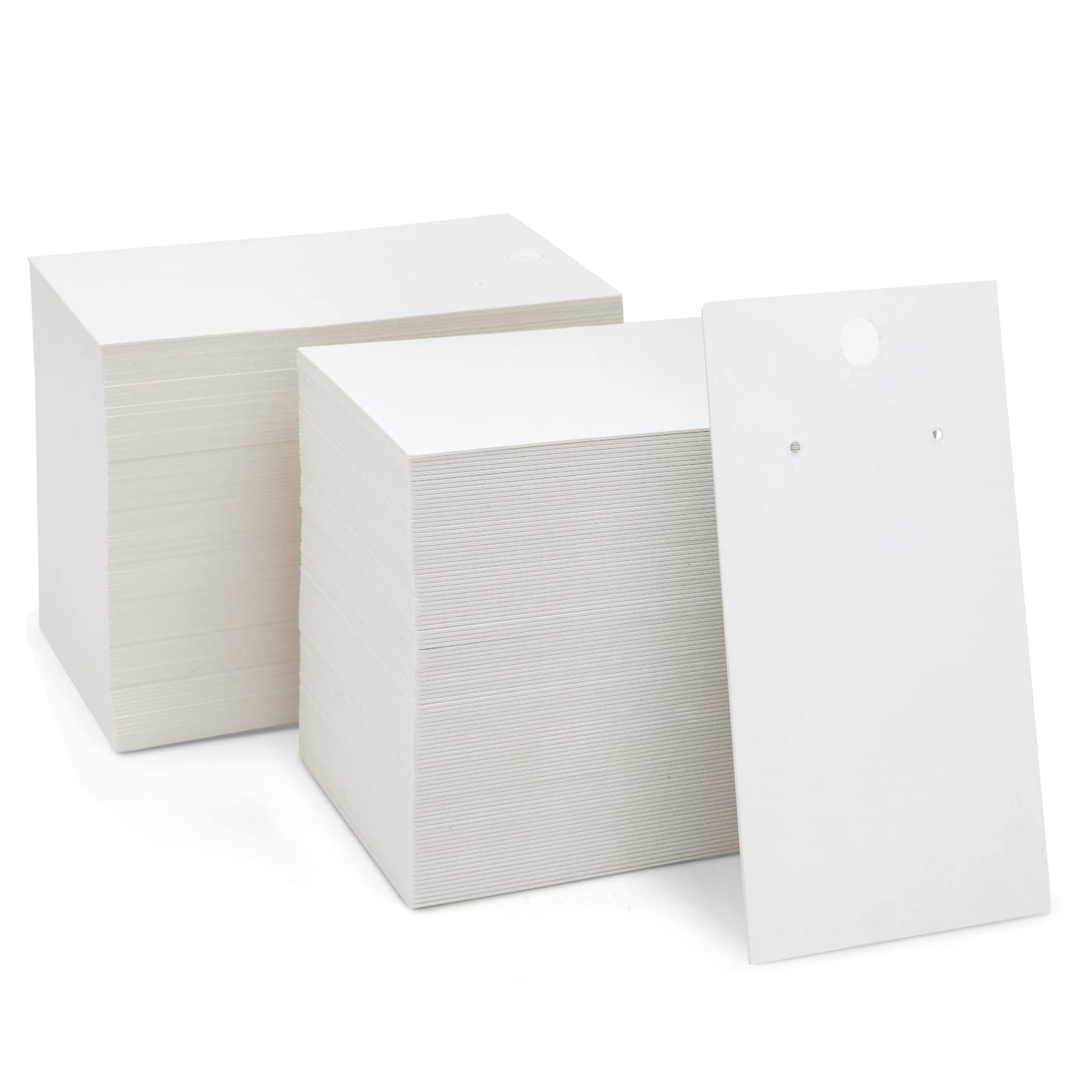 Juvale White Earring Display Cards, 200-Pack Hanging Earring Cards for Selling, Packaging, Storage, 500 GSM Thick and Sturdy Paper Material, Jewelry Holders (3.5x2 in)