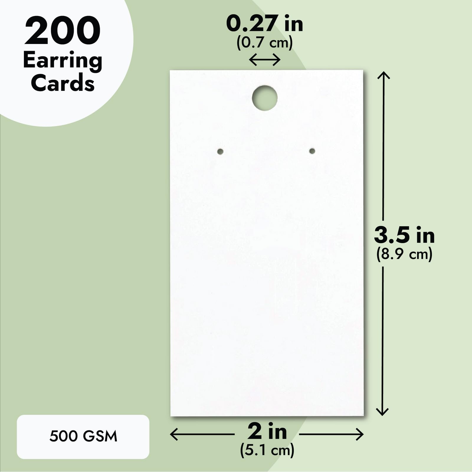 Juvale White Earring Display Cards, 200-Pack Hanging Earring Cards for Selling, Packaging, Storage, 500 GSM Thick and Sturdy Paper Material, Jewelry Holders (3.5x2 in)