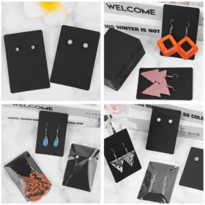 anezus Earring Cards, Earring Packaging Holder Cards Earring Display Cards with Earring Bags and Earring Backs for Necklace Jewelry Packaging Black