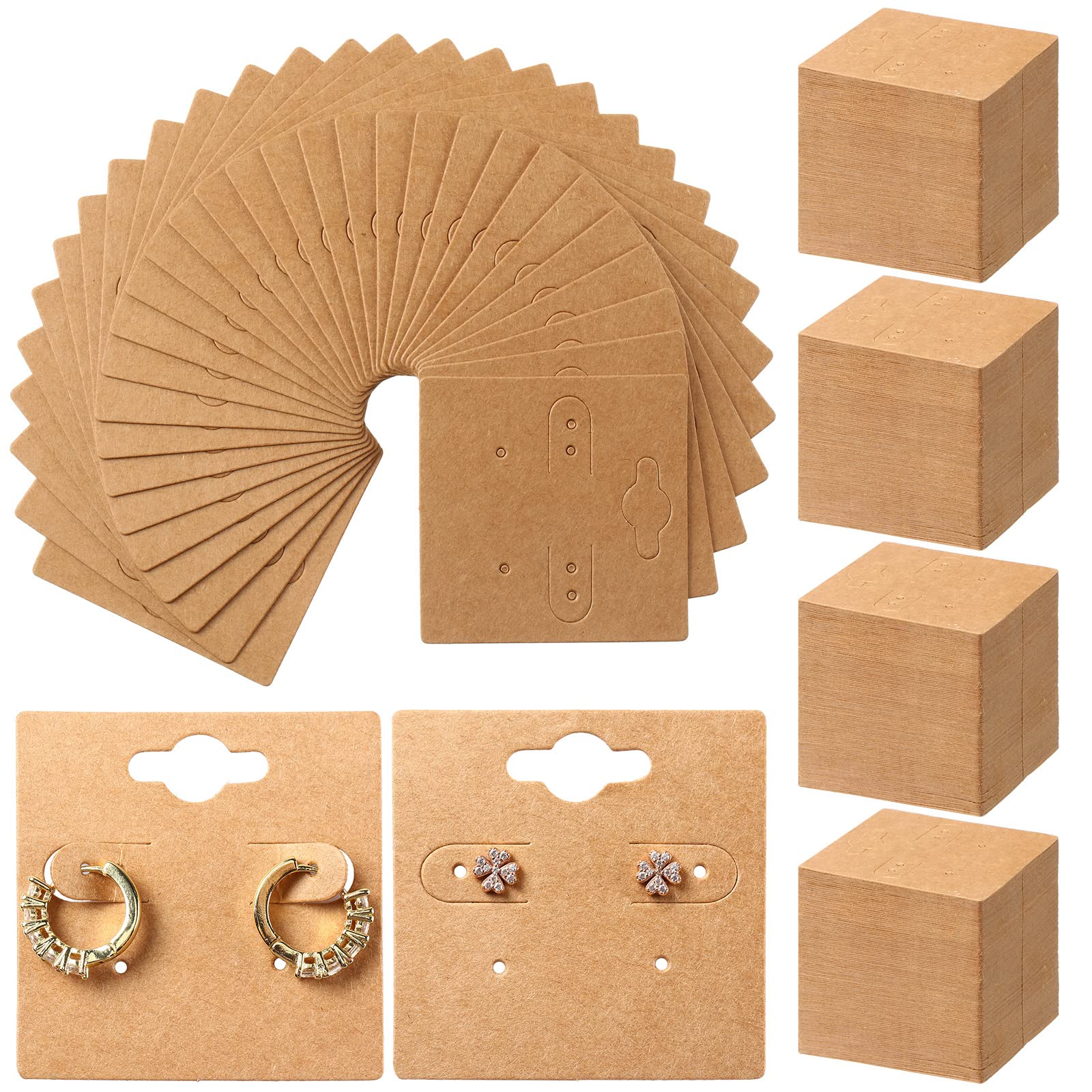 300 Pcs Paper Earring Cards for Selling Stud Kraft Earring Display Cards with 6 Holes Jewelry Display Blank Earring Packaging for Jewelry Crafts Hanging Display Retail