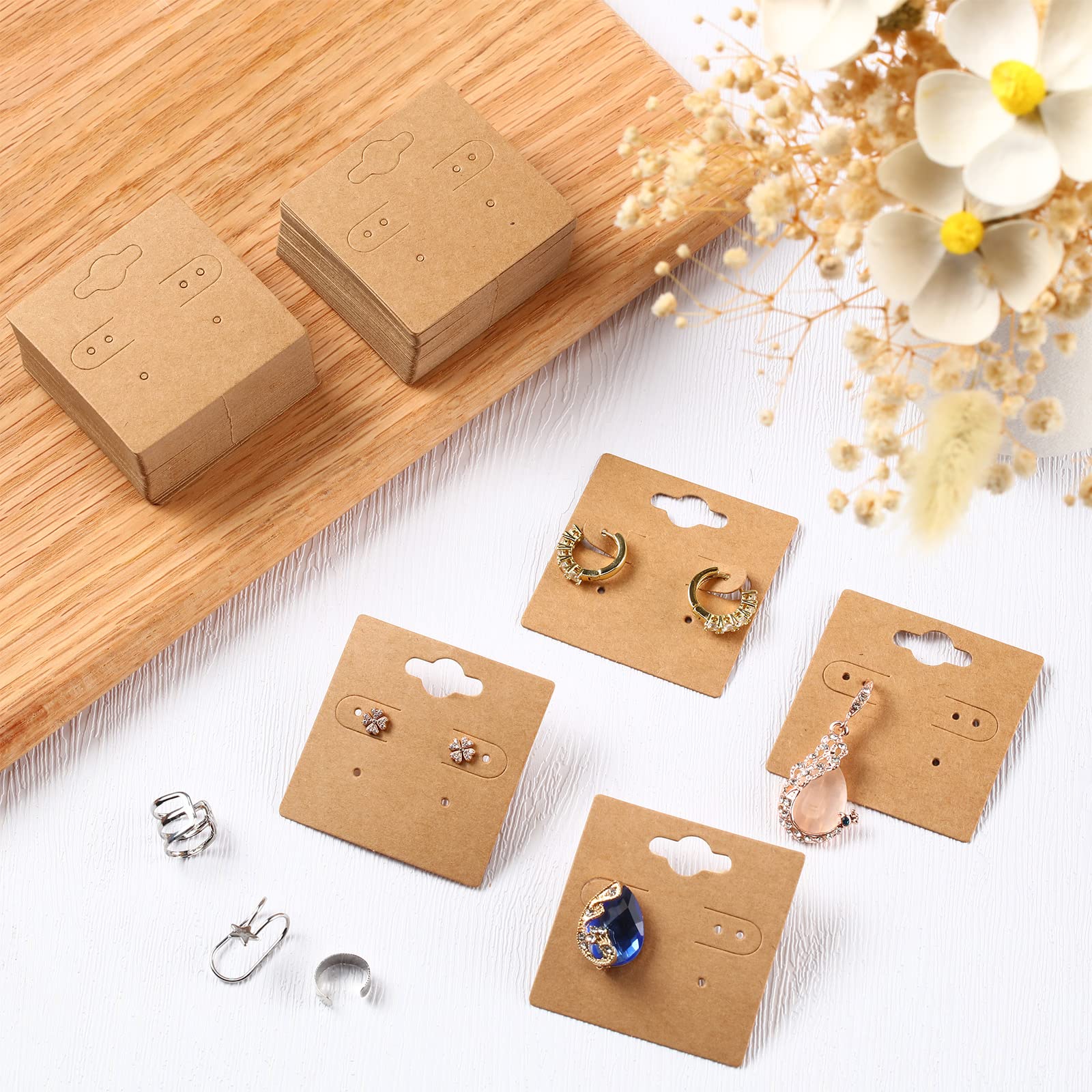 300 Pcs Paper Earring Cards for Selling Stud Kraft Earring Display Cards with 6 Holes Jewelry Display Blank Earring Packaging for Jewelry Crafts Hanging Display Retail