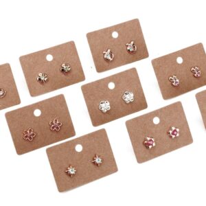 TIAMALL 200 PCS Earring Cards Earring Card Holder Hanging Earrings Card Earring Display Cards Kraft Paper Tags Earring Packaging (Brown)