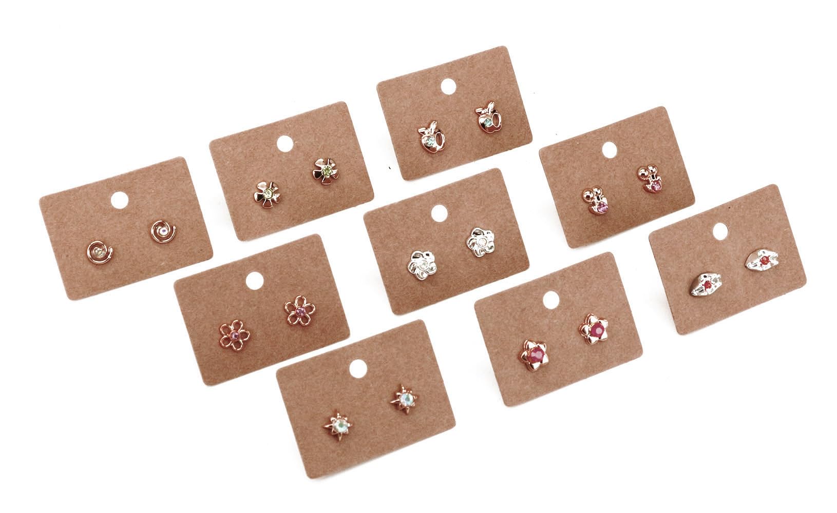 TIAMALL 200 PCS Earring Cards Earring Card Holder Hanging Earrings Card Earring Display Cards Kraft Paper Tags Earring Packaging (Brown)