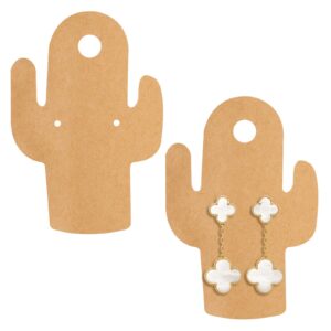 joycraft 100Pcs Cactus Earring Cards, 3.14"x2.16" Brown Earring Display Cards, Kraft Paper Hanging Display Cards, Personalized Jewelry Cards for Selling, Display, Retail, DIY Crafts