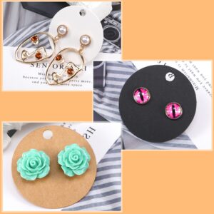 Tenare 300 Sets Earring Display Cards for Selling 300 Pcs Round Cardboard Earring Holder Cards with 300 Pcs Sealing Bag 3 Colors Blank Kraft Paper Earring Display Tags for Ear Studs and Earrings