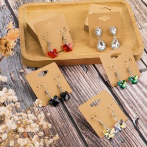 100 Pcs Earring Cards for Selling Hanging Earring Display Cards Kraft Paper Earring Card Holder Blank Paper Cards with 6 Holes Cardboard Earring Holders for Selling Earring DIY Crafts Retail