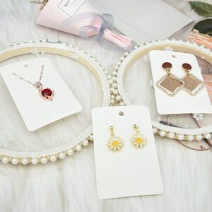 Twavang White Earring Cards for Selling Set with 100Pcs Earring Display Cards, 200 Pcs Earring Backs and 100Pcs Jewelry Packaging Bag for Earrings Necklace Jewelry Display (3.5" x 2.3" Inches)