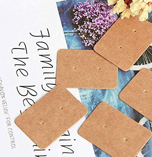 DNHCLL 100 PCS Brown Kraft Paper Earring Display Hang Cards Ear Studs Display Hang Tags,35mm x 25mm/1.37" x 0.98"