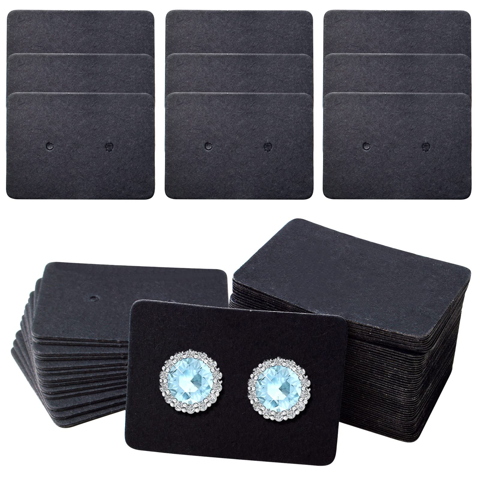 300pcs Black Earring Display Cards Rectangle Small Blank Paper Ear Studs Price Label Tag Cards Jewelry Cards Hanging Holder for Handmade Packing Accessories, 3.5 cm x 2.5 cm