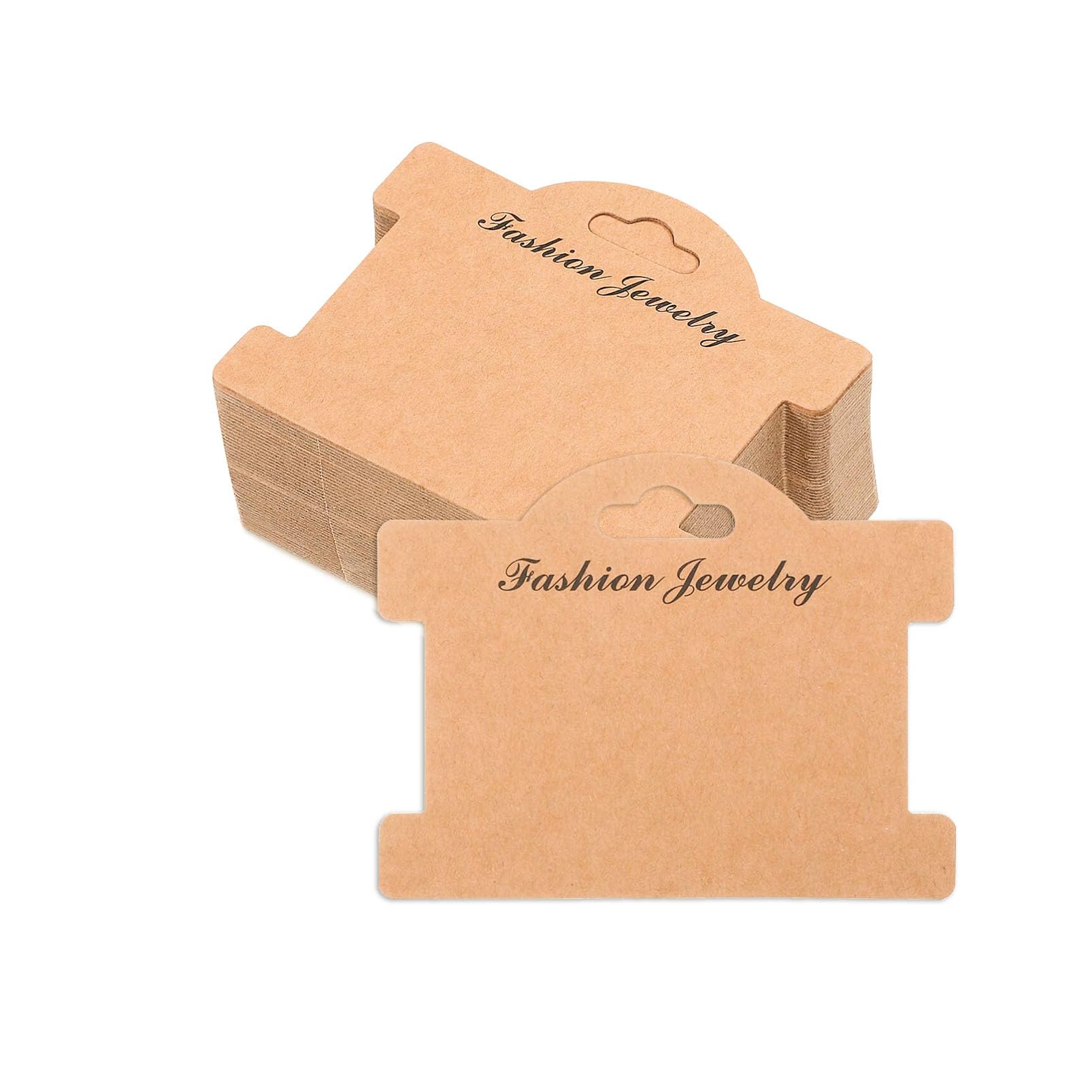 100pcs Jewelry Display Cards Bracelet Display Cards Necklace Card Holder Hanging Cards Earrings Showing Tags (3.7x3 in, Brown)